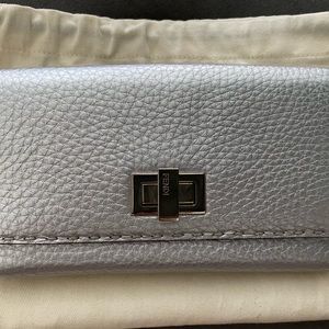 Fendi Peekaboo Selleria large silver wallet